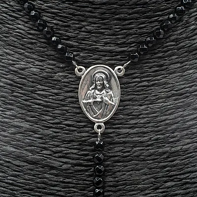 Colier onix cruce lunga Isus Argint - 3