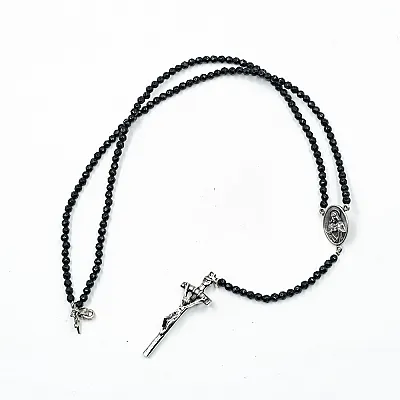 Colier onix cruce lunga Isus Argint - 6