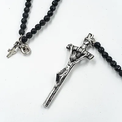 Colier onix cruce lunga Isus Argint - 4