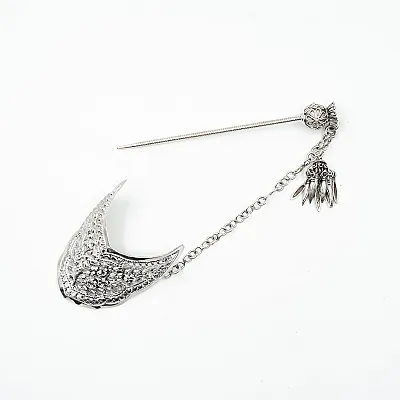 Accesoriu coc semicerc decor floral Argint - 2