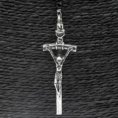Colier onix cruce lunga Isus Argint - 2