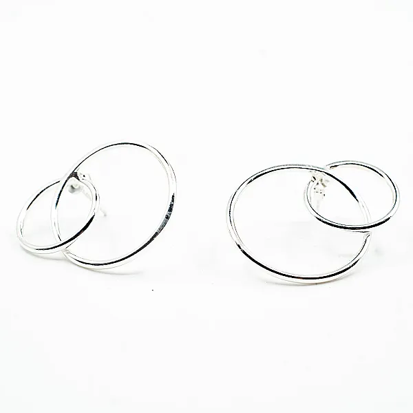 Cercei doua cercuri 16*22mm Argint
