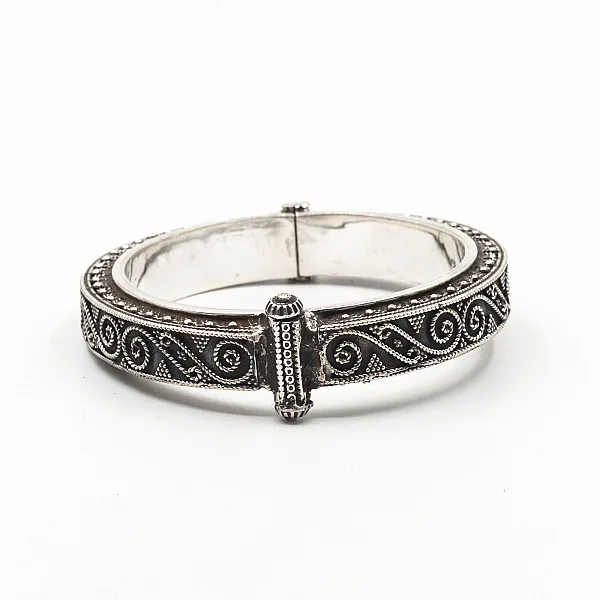 Bratara fixa broderie 1cm Argint