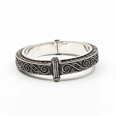 Bratara fixa broderie 1cm Argint - 1