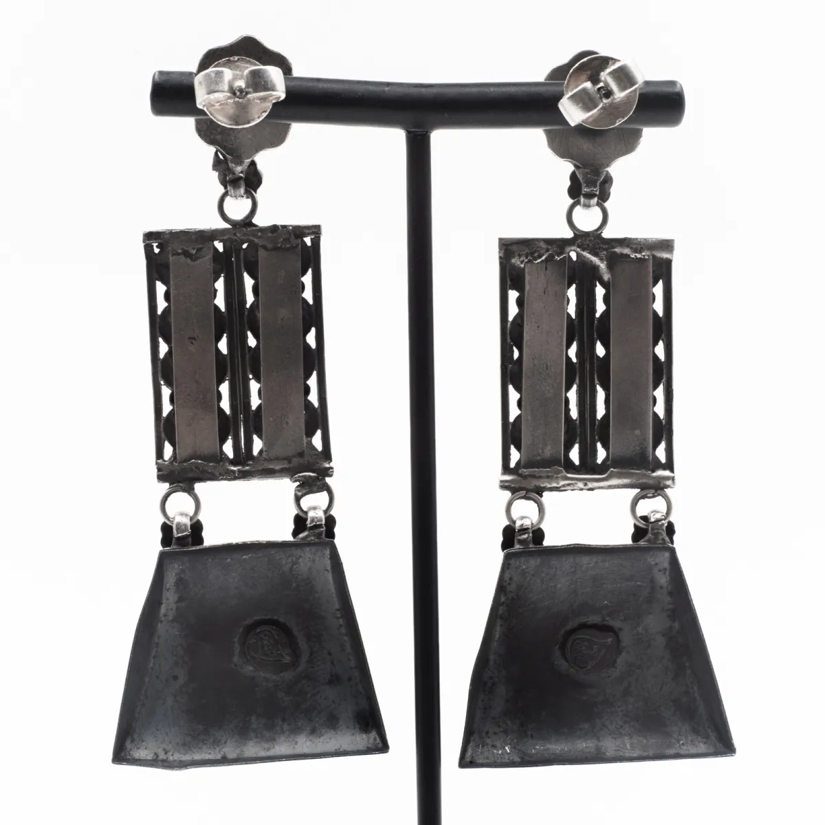 Colier si cercei trapeze plasa Argint