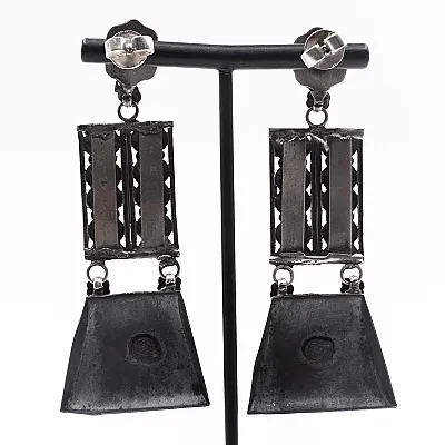 Colier si cercei trapeze plasa Argint - 7