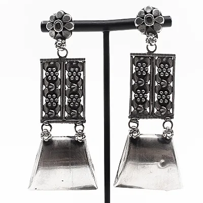 Colier si cercei trapeze plasa Argint - 6