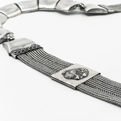 Colier si cercei trapeze plasa Argint - 5