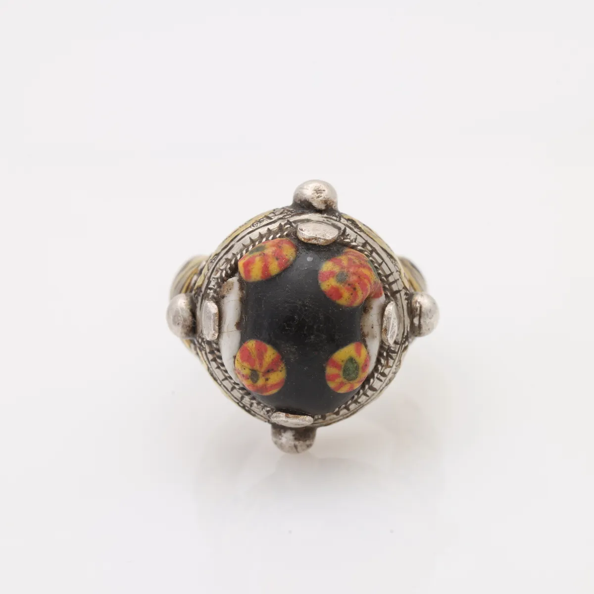 Inel Afghan sticla.de.Murano bumbi Argint