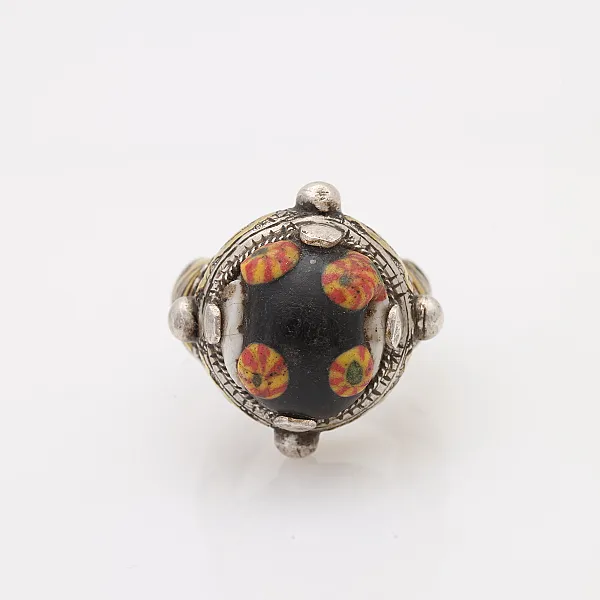 Inel Afghan sticla.de.Murano bumbi Argint