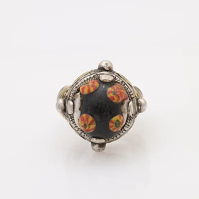 Inel Afghan sticla.de.Murano bumbi Argint - 1