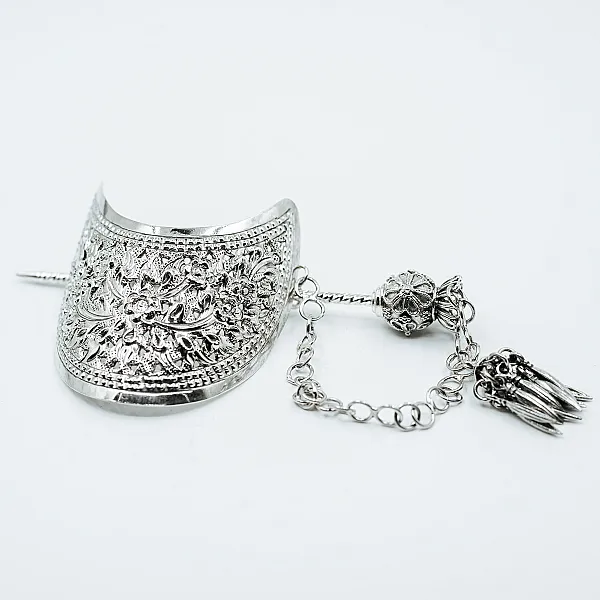 Accesoriu coc semicerc broderie Argint