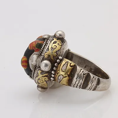 Inel Afghan sticla.de.Murano bumbi Argint - 4