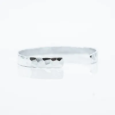 Bratara fixa lata hammered 7mm Argint - 4