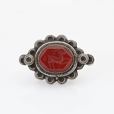 Inel Afghan piatra carneol cercuri Argint - 1