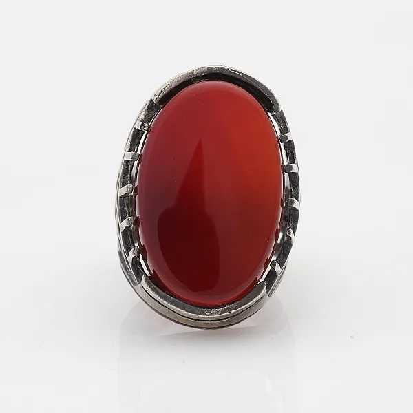 Inel Afghan carneol oval plasa Argint
