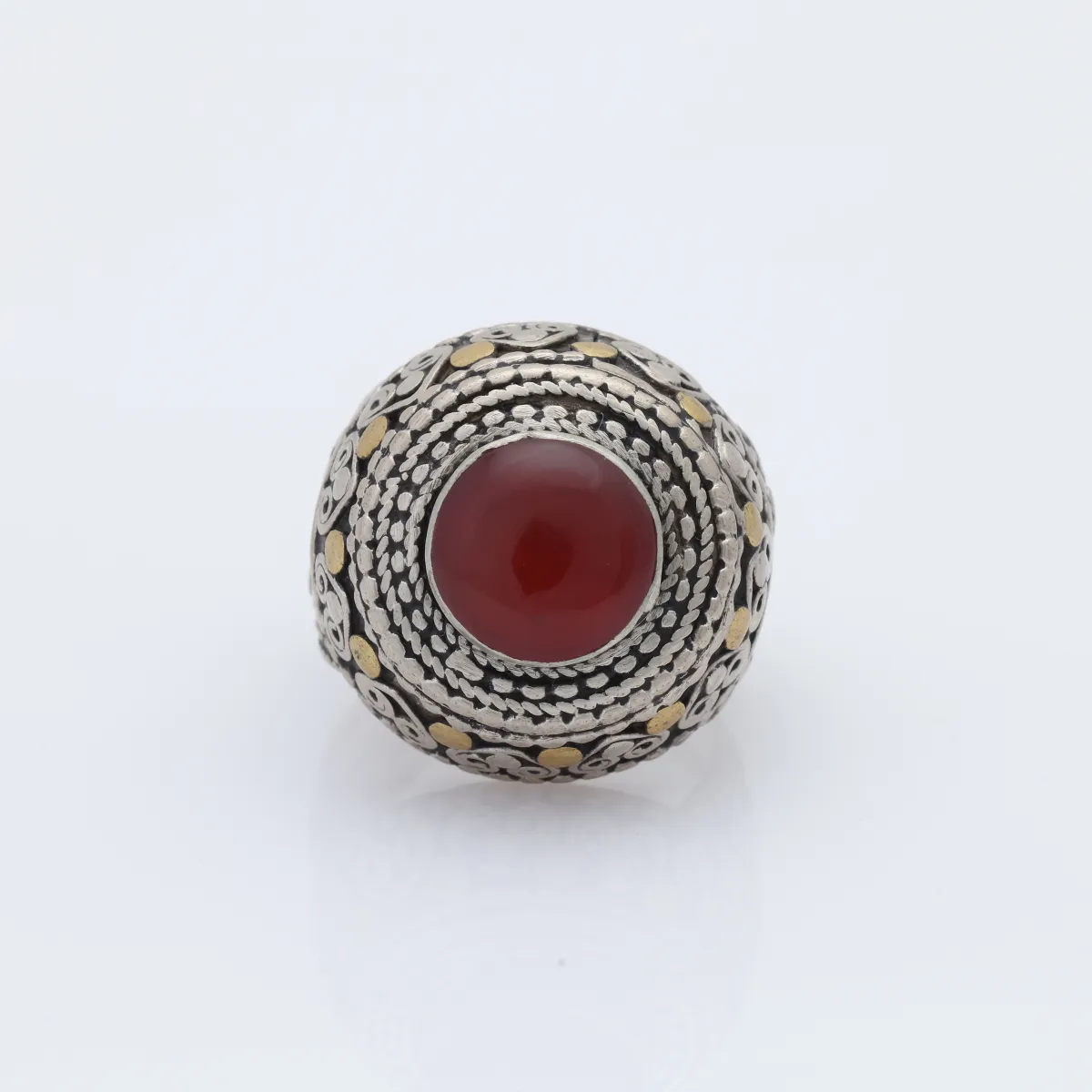 Inel Afghan rotund carneol inimi Argint