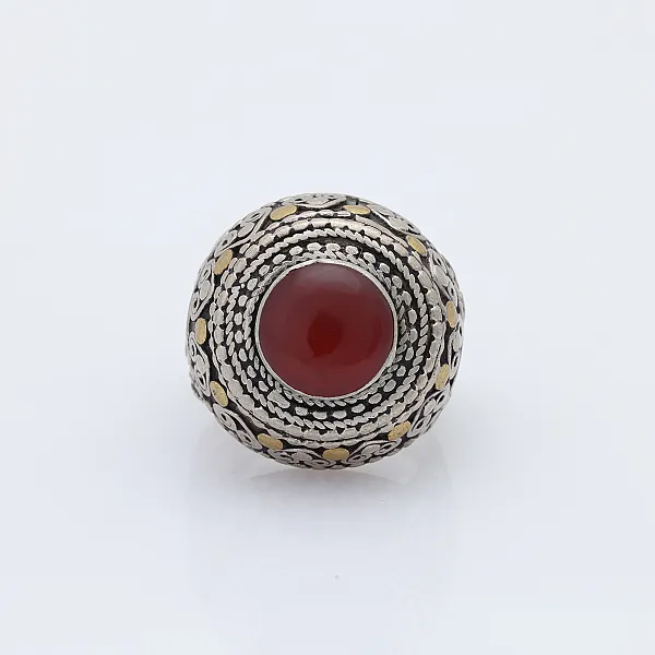 Inel Afghan rotund carneol inimi Argint