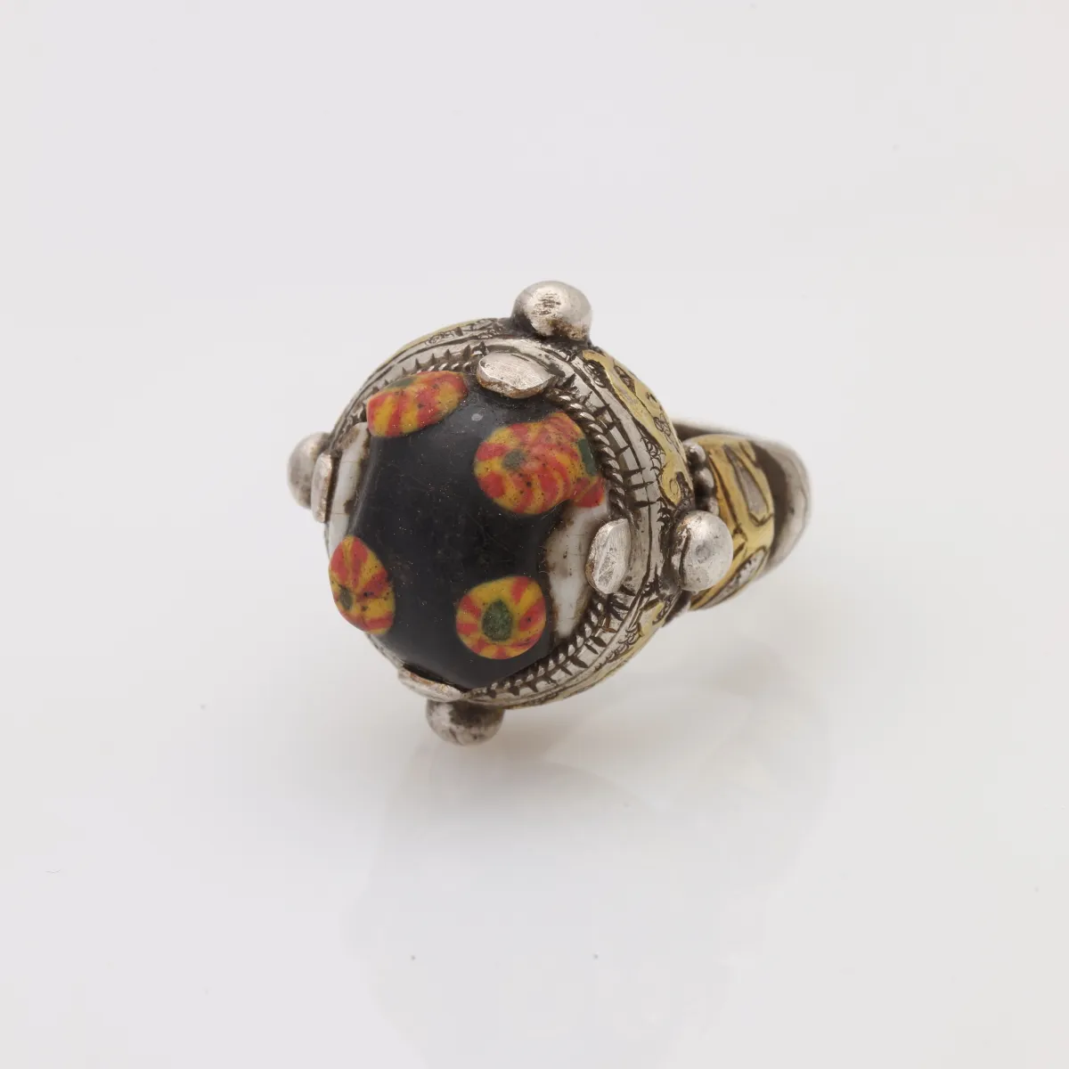 Inel Afghan sticla.de.Murano bumbi Argint