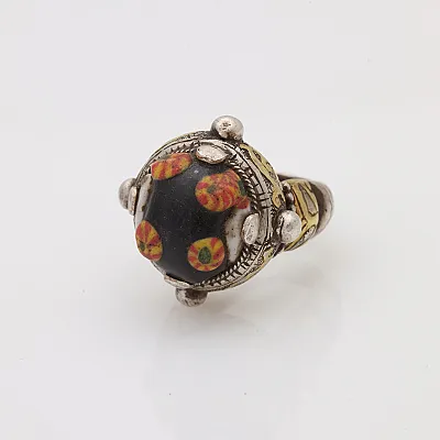 Inel Afghan sticla.de.Murano bumbi Argint - 2
