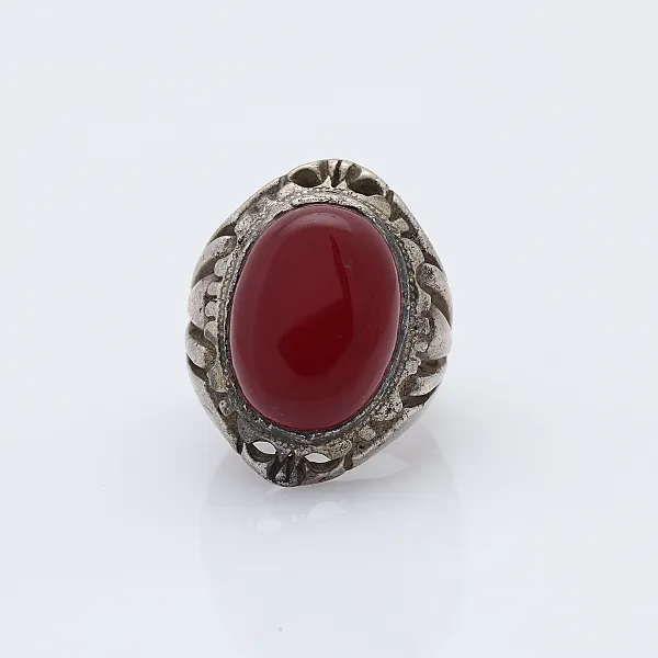 Inel Afghan carneol oval triunghiuri Argint