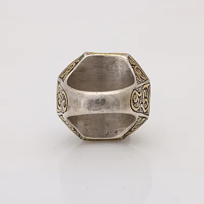 Inel Afghan rotund agat bombat Argint - 6