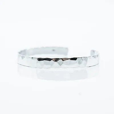 Bratara fixa lata hammered 7mm Argint - 6