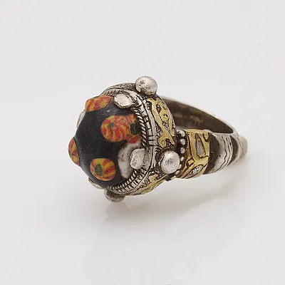 Inel Afghan sticla.de.Murano bumbi Argint - 3