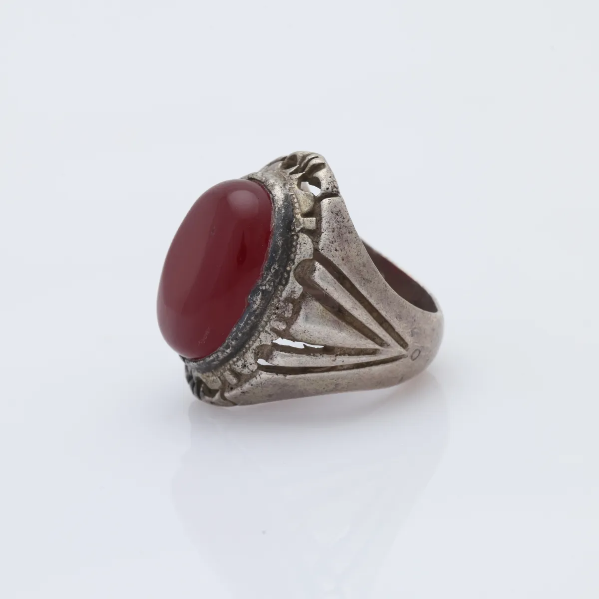 Inel Afghan carneol oval triunghiuri Argint