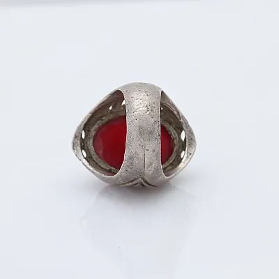 Inel Afghan carneol oval triunghiuri Argint - 5