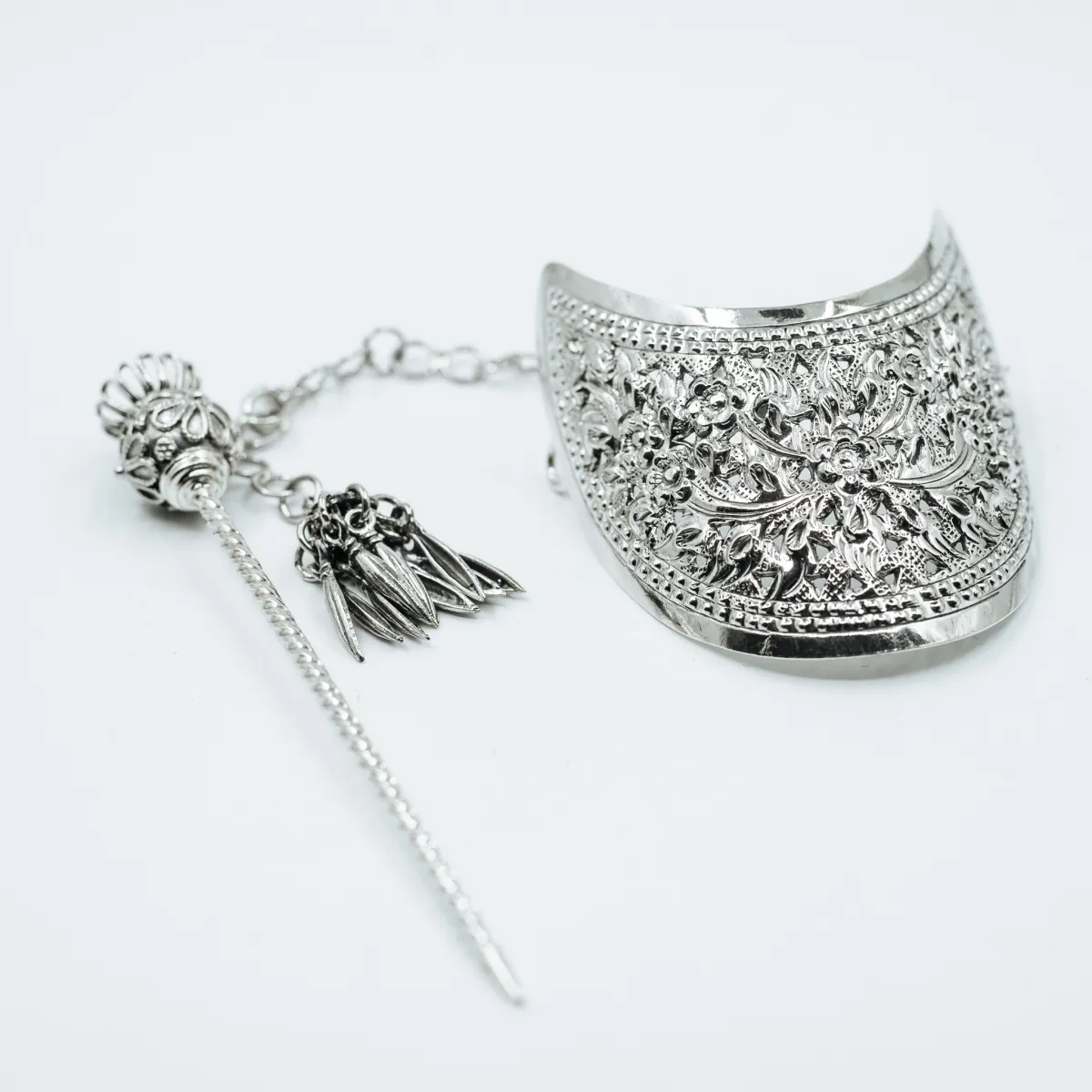 Accesoriu coc semicerc broderie Argint