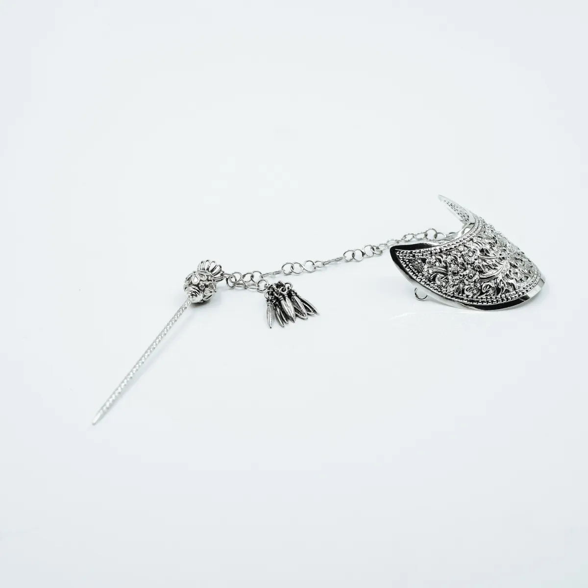 Accesoriu coc semicerc broderie Argint