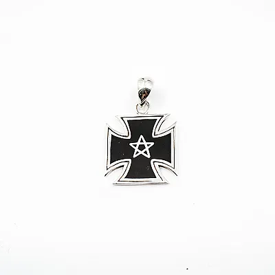 Pandantiv cruce neagra pentagrama Argint - 1
