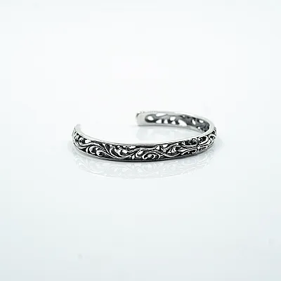 Bratara fixa broderie cruce lunga Argint - 2