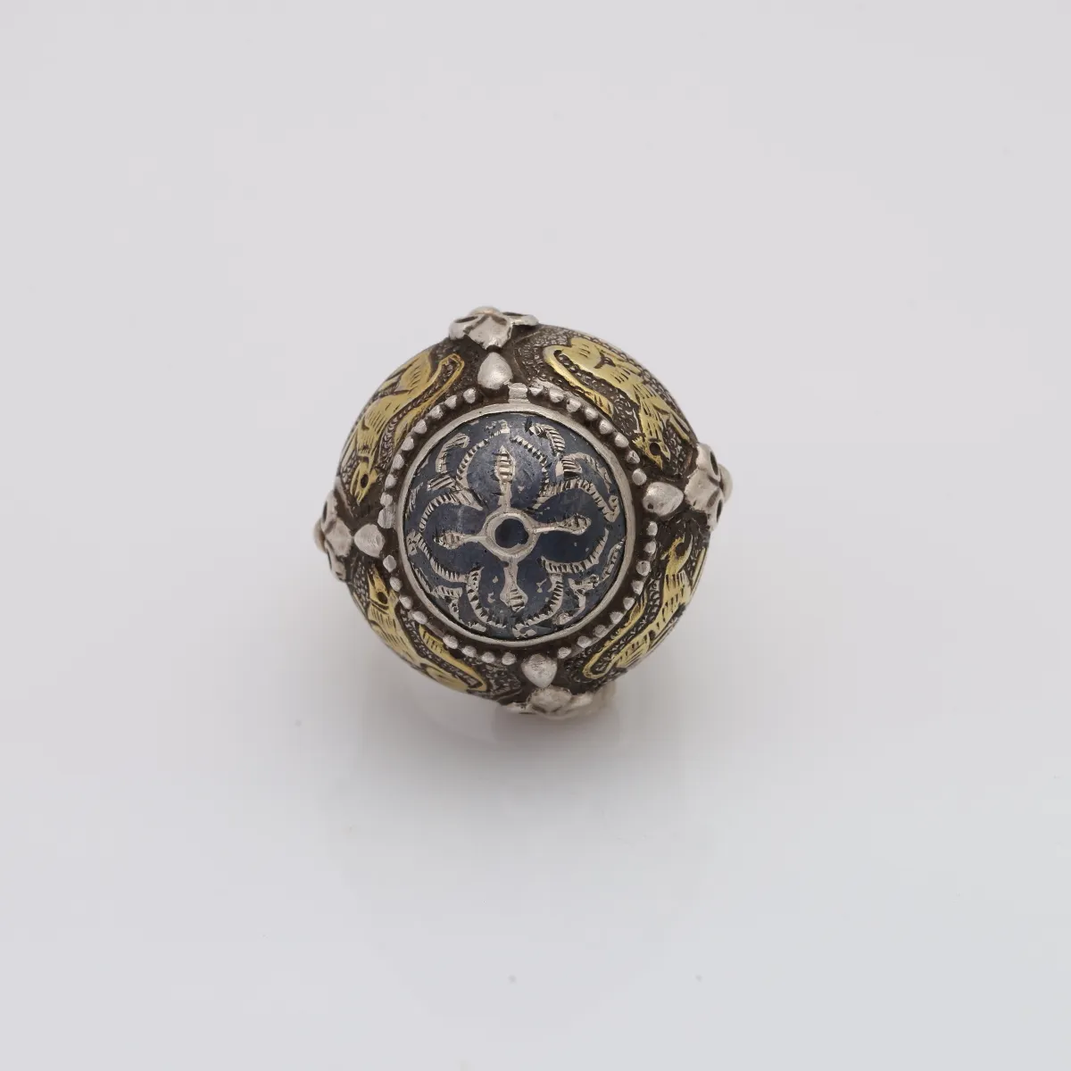 Inel Afghan aurit vintage cruce Argint