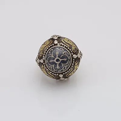Inel Afghan aurit vintage cruce Argint - 1