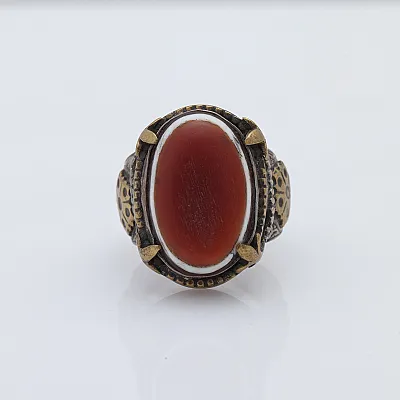 Inel Afghan carneol oval hexagoane Argint - 1