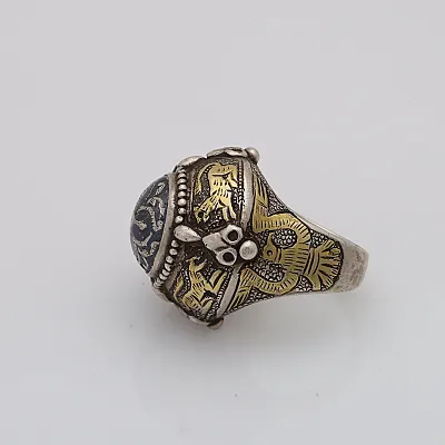 Inel Afghan aurit vintage cruce Argint - 4