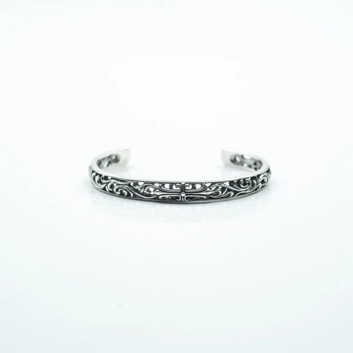 Bratara fixa broderie cruce lunga Argint