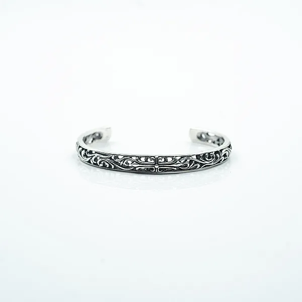 Bratara fixa broderie cruce lunga Argint