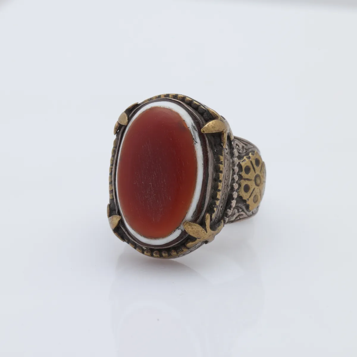 Inel Afghan carneol oval hexagoane Argint