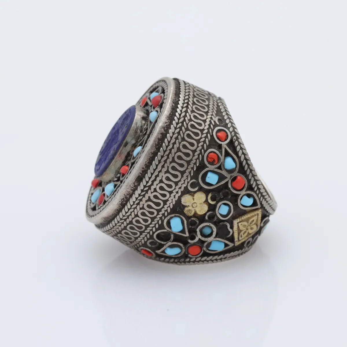 Inel Afghan lapis.lazuli multi pietre Argint