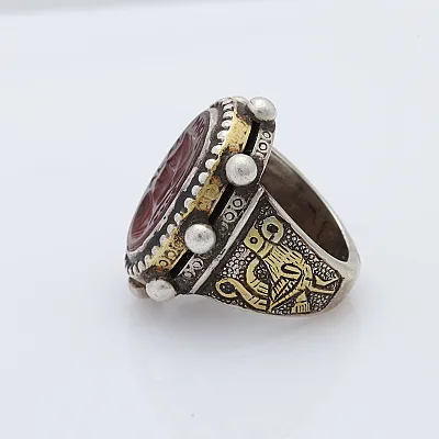 Inel Afghan carneol oval bile Argint - 5