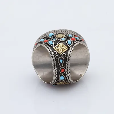 Inel Afghan lapis.lazuli multi pietre Argint - 5