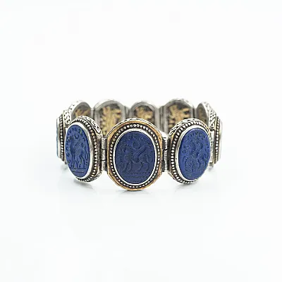Bratara Afghana ovala lapis lazuli Argint - 5
