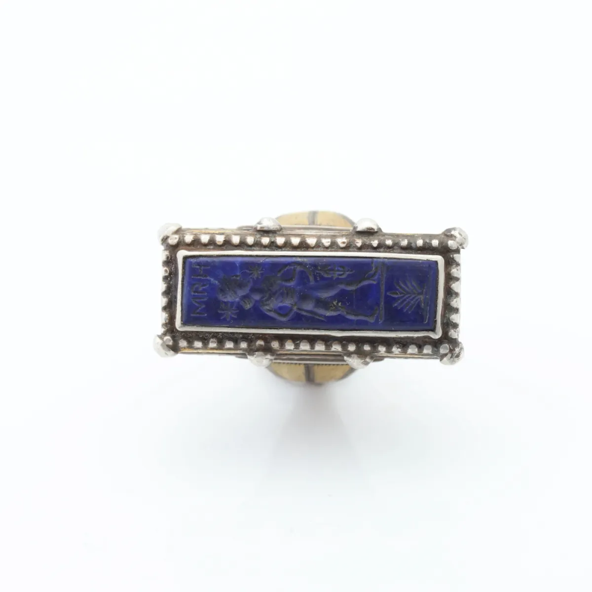 Inel Afghan piatra lapis.lazuli dreptunghiulara Argint
