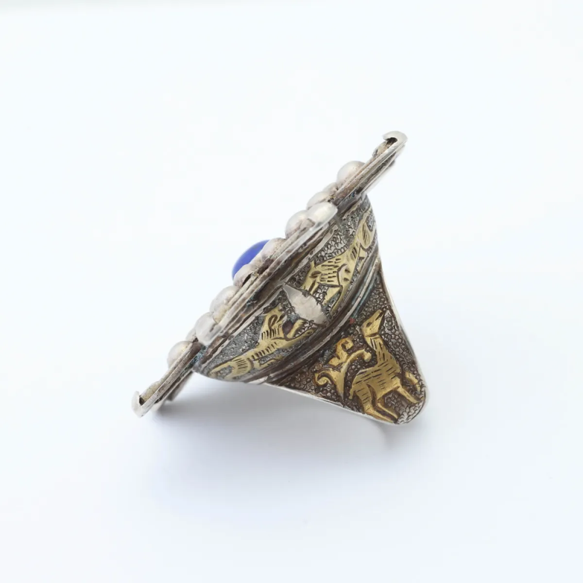 Inel Afghan masiv lapis.lazuli stea Argint