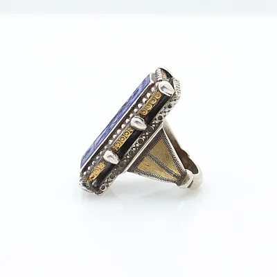 Inel Afghan piatra lapis.lazuli dreptunghiulara Argint - 3