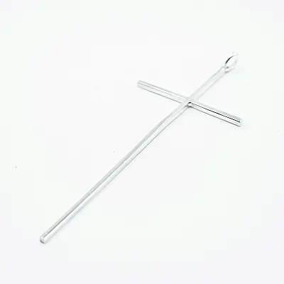 Pandantiv cruce simpla lunga 10cm Argint - 1