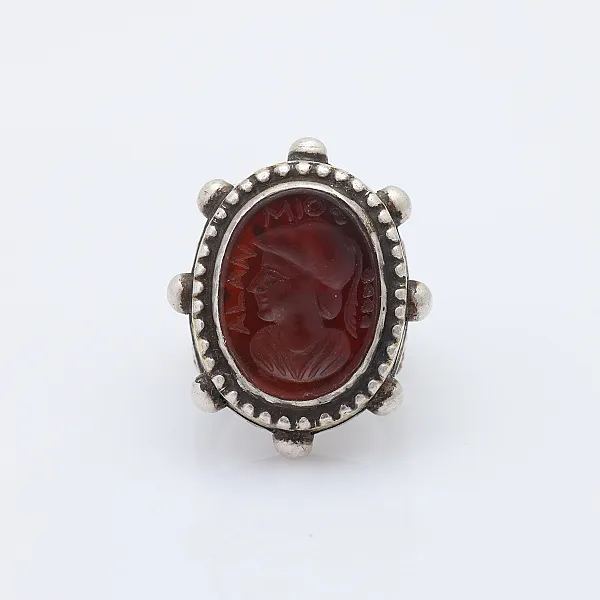 Inel Afghan carneol oval bile Argint